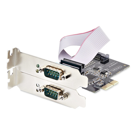 STARTECH 2-Port Serial PCIe Card, Dual-Port PCI Express to RS232/RS422/RS485 (DB9) Serial Card, Low-Profile Brackets Incl., 16C1050 UART