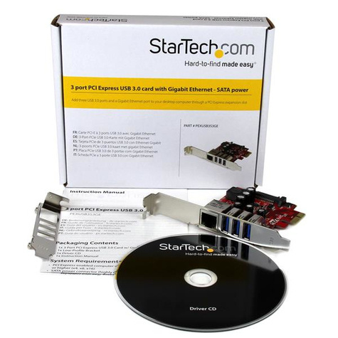 STARTECH StarTech.com 3-poorts PCI Express USB 3.0-kaart + gigabit Ethernet - Netwerk / USB adapter - PCIe 2.0 laag profiel - USB 3.0 x 3 + 1000Base-T x 1