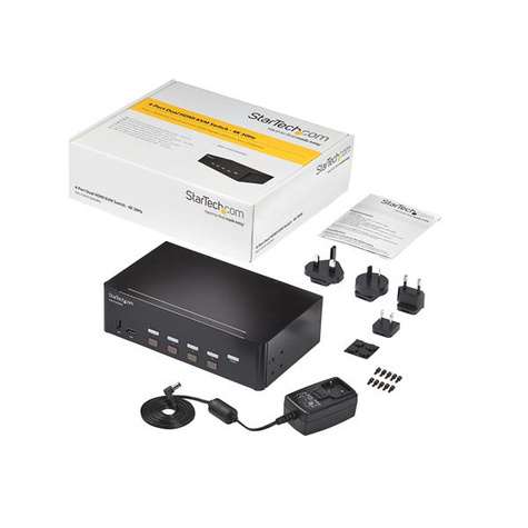 STARTECH 4 poorts HDMI KVM switch - 4K 30Hz - dual display - KVM / audio / USB switch - 4 x KVM / audio / USB - rack-uitvoering