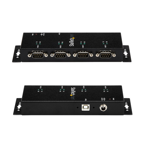 STARTECH 4-poort USB naar DB9 RS232 Seriële Adapter Hub ? Industrieel DIN-rail en Wandmontage