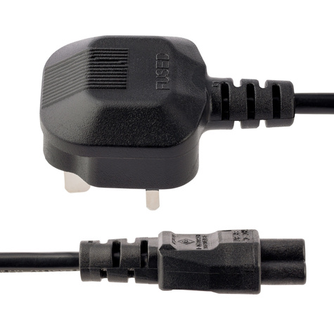 STARTECH 2m UK Laptop Stroomkabel, BS 1363 to C5 (Clover Leaf), 2.5A 250V, 18AWG, UK Laptop Vervangkabel, Printer Voedingskabel