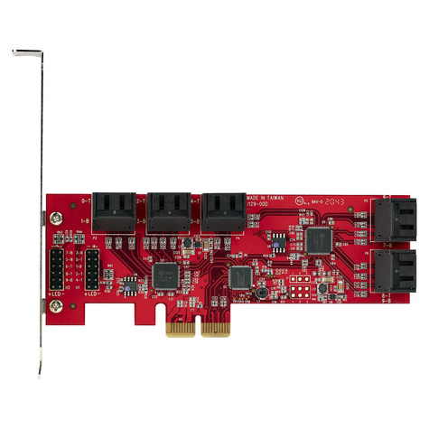 STARTECH SATA PCIe Kaart, 10 Port PCIe SATA Uitbreidingskaart, 6Gbps, Low/Full Profile, Stacked SATA Connectors
