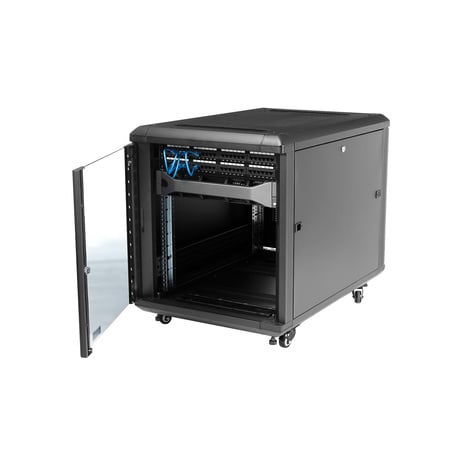 STARTECH 12U 74 cm diep demonteerbaar serverrack - serverkast met wielen en glazen deur - serverkamer of kantoor (RK1236BKF) - Rack kast - zwart - 12U - 36"