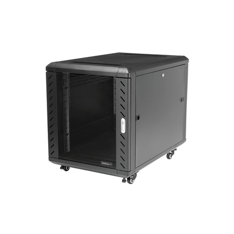 STARTECH 12U 74 cm diep demonteerbaar serverrack - serverkast met wielen en glazen deur - serverkamer of kantoor (RK1236BKF) - Rack kast - zwart - 12U - 36"