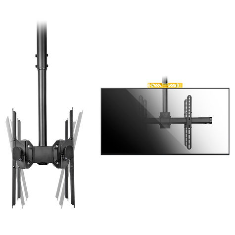 STARTECH Dual Plafond TV Beugel, Dual Back-to-Back TV Ophangbeugel, Verstelbare Telescopische Verticale Arm (1m tot 1,5m)