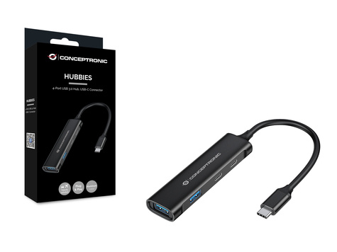 CONCEPTRONIC 4-Port USB 3.0 Hub - 2 USB-C & 2 USB-A ports - aluminum case - USB-C connector