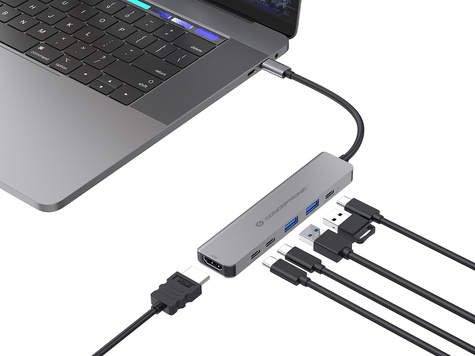 CONCEPTRONIC 6-in-1 Docking Station USB 3.2 Gen 1 - HDMI - USB-A 5Gbps x 2 - USB-C 5Gbps x 2 - 100W USB PD
