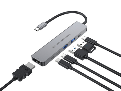 CONCEPTRONIC 6-in-1 Docking Station USB 3.2 Gen 1 - HDMI - USB-A 5Gbps x 2 - USB-C 5Gbps x 2 - 100W USB PD