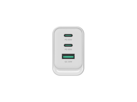 CONCEPTRONIC 3-Port 65W GaN USB PD Charger - USB-C x 2 - USB-A x 1 - QC 3.0 - PPS - PD 3.0