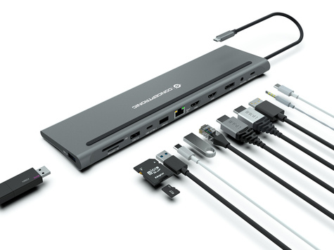 CONCEPTRONIC CONCEPTRONIC 12-in-1 USB 3.2 Gen 1 Docking Station - MST - Triple 4K Display - 100W USB PD - HDMI x 2 - DisplayPort - GbE LAN - USB-A 3.0 x 2