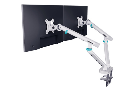 DIGITUS Dubbele monitorbeugel, 2x 35", 2x 10 kg Mechanische veer, VESA: 75x75, 100x100, wit