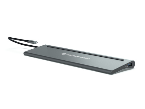 CONCEPTRONIC 12-in-1 USB 3.2 Gen 1 Docking Station - MST - Triple 4K Display - 100W USB PD - HDMI x 2 - DisplayPort - GbE LAN - USB-A 3.0 x 2
