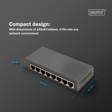 DIGITUS Switch 8-Port Gigabit Desktop, Unmanaged