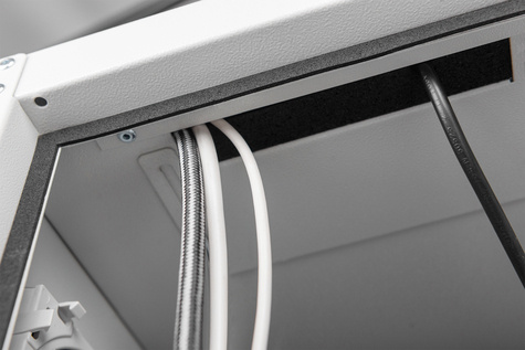 DIGITUS Computer case with levelling feet, 670x300x650 mm inner dim. 581x292x550mm, glass door, fan, RAL7035