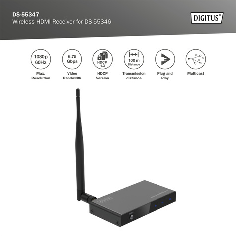DIGITUS Draadloze HDMI ontvanger voor DS-55346, Full HD