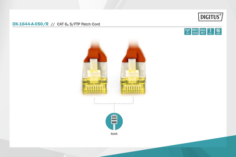 DIGITUS CAT 6A S-FTP patchkabel, koper, LSZH AWG 26/7, lengte 5 m, kleur rood
