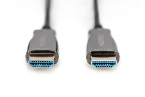 DIGITUS HDMI AOC hybrid-fiber connection cable, Type A M/M, 10m, UHD 4K@60Hz, CE, gold, bl