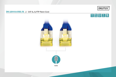 DIGITUS CAT 6A S-FTP patchkabel, koper, LSZH AWG 26/7, lengte 5 m, kleur blauw