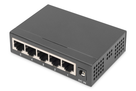 DIGITUS 5-poorts Gigabit netwerkswitch, Desktop, metalen behuizing