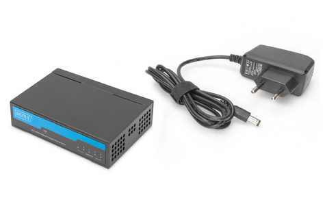 DIGITUS 5-poorts Gigabit netwerkswitch, Desktop, metalen behuizing