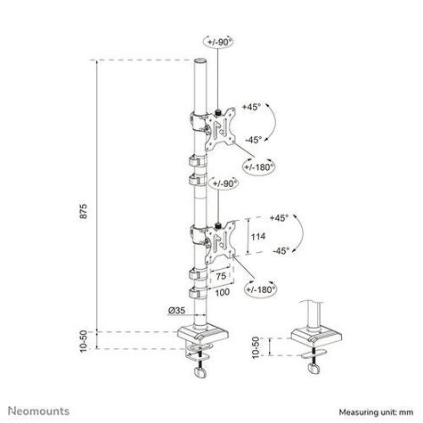Neomounts DS60-600BL2V Monitorarm voor twee schermen 10-32
