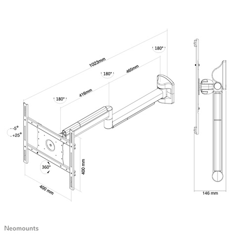 Neomounts FPMA-HAW050 Medische TV-beugel wand 10-40" - full motion