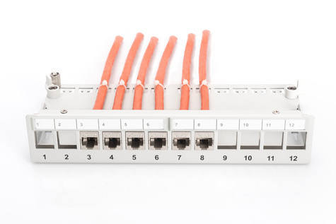 DIGITUS Modulair desktop patchpaneel, afgeschermd 12-poorts, lichtgrijs
