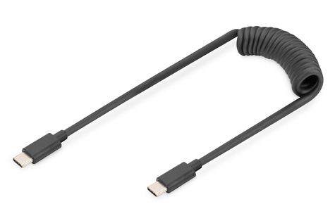 DIGITUS USB type C naar USB type C Spring kabel; TPU USB 2.0, PD60W Max; 1m