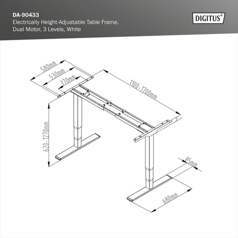 DIGITUS table frame DA-90433 - white