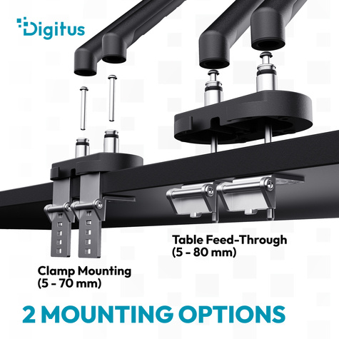 DIGITUS Dubbele monitorbeugel, 2x35", 2x10 kg Mechanische veer, VESA: 75x75, 100x100, zwart
