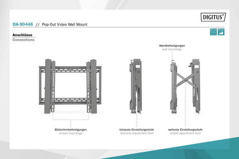 DIGITUS Pop-out video-wandhouder 45-70" beeldschermformaat, 70 kg max, anti-diefstalgat