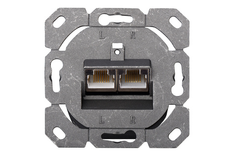 DIGITUS DN-9008-1 - CAT 6A klasse EA, aansluitdoos, afgeschermd, 2xRJ45, LSA zuiver wit, inbouw, horizontale kabelinstallatie