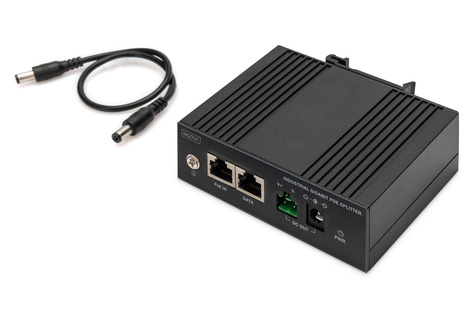 DIGITUS Industriële PoE-splitter DIN-rail, 60 W, IEEE802.3at/af