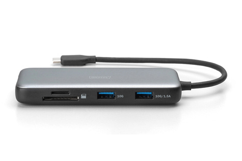 DIGITUS USB-C dockingstation, 7-poorts, 1x HDMI 3x USB 3.2 Gen 2, 1x RJ45, 1x SD,1x MicroSD, 1x PD
