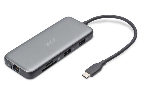 DIGITUS USB-C dockingstation, 7-poorts, 1x HDMI 3x USB 3.2 Gen 2, 1x RJ45, 1x SD,1x MicroSD, 1x PD