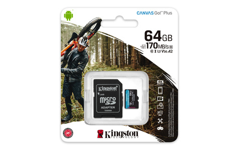 Kingston SDXC Card Micro 64GB UHS-I U3 Canvas Go! Plus