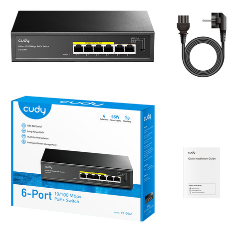 Cudy 6 Poort 100Mbit Unmanaged PoE+
