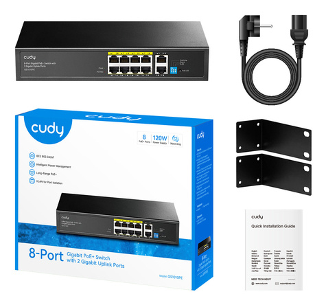 Cudy 8 Poort 1Gbit Umanaged PoE+ /2xUplink
