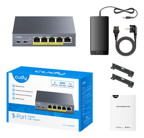 Cudy 5 Poort 1Gbit Unmanaged PoE+