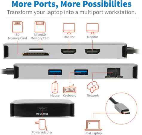 Eaton Tripplte Series USB-C Dock, Dual Display - 4K