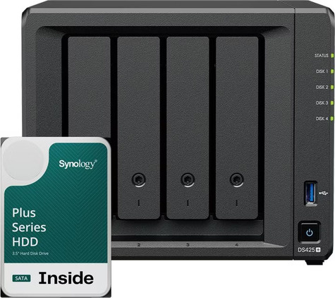 Synology DS425+ 4Bay 48TB NAS met 4x 12TB Synology Plus HDD - NAS-server