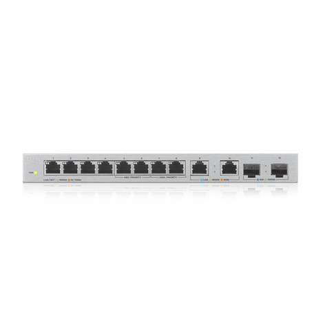 ZyXel unmanaged switch XGS1010-12 - 12 poorten - 8x 1G - 2x 2.5G multi-gigabit - 2x 10G SFP+ uplink