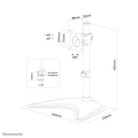 Neomounts NM-D335 stand - voor LCD-scherm - zwart