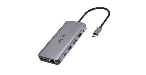 Acer 12in1 Type C dongle: 2 x USB3.2  2 x USB2.0  1x SD/TF  2 x HDMI  1 x PD  1 x DP 1 x RJ45  1 x 3.5 Audio