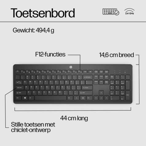 HP 230 Wireless Keyboard Black QWERTY