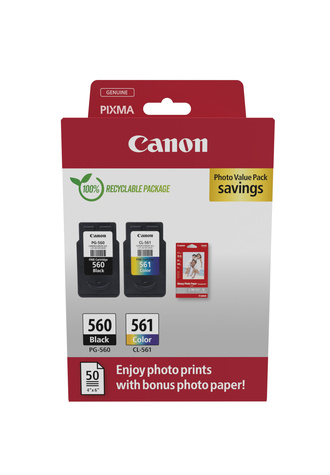 Canon Canon Tinte PG-560/CL-561 3713C008 2er Multipack (BK(Color) inkl. Fotopapier