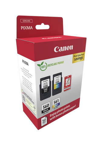 Canon Tinte PG-560/CL-561 3713C008 2er Multipack (BK(Color) inkl. Fotopapier