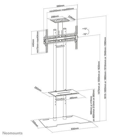 Neomounts PLASMA-M1700ES stand - voor plat scherm / AV-systeem - zwart