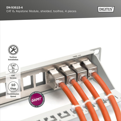 DIGITUS Keystone Jack Cat6A/RJ45->LSA afgeschermd 500MHz 4st