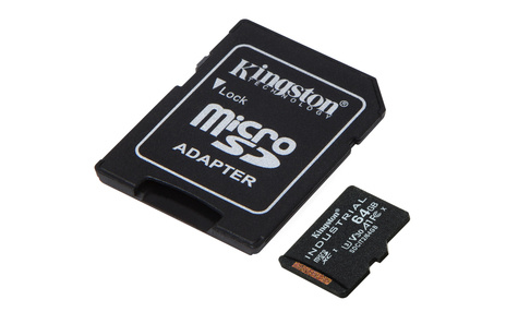 Kingston 64GB microSDXC Industrial C10 A1 pSLC Card + SD Adapter